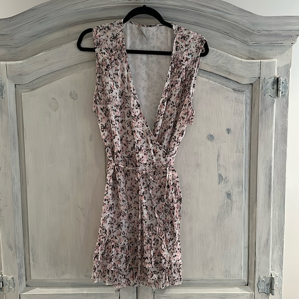 Pink All Saints wrap dress